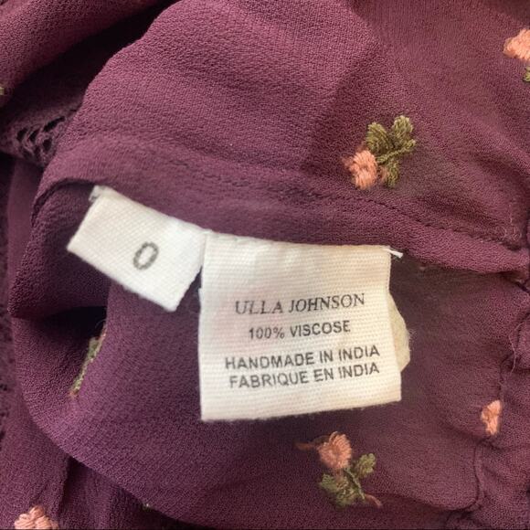 ULLA JOHNSON Elke Embroidered floral Georgette Blouse sz 0 - Picture 3 of 8